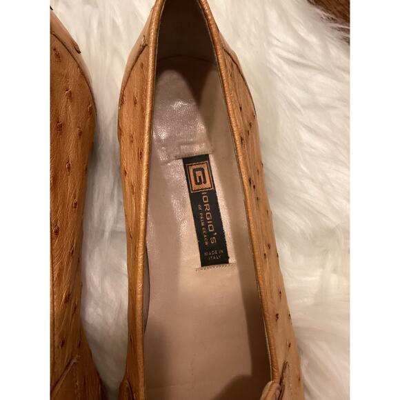 Giorgio's of Palm Beach Vintage Tan Ostrich Leather 90's Loafer Flats 36 1/2 - Picture 4 of 6